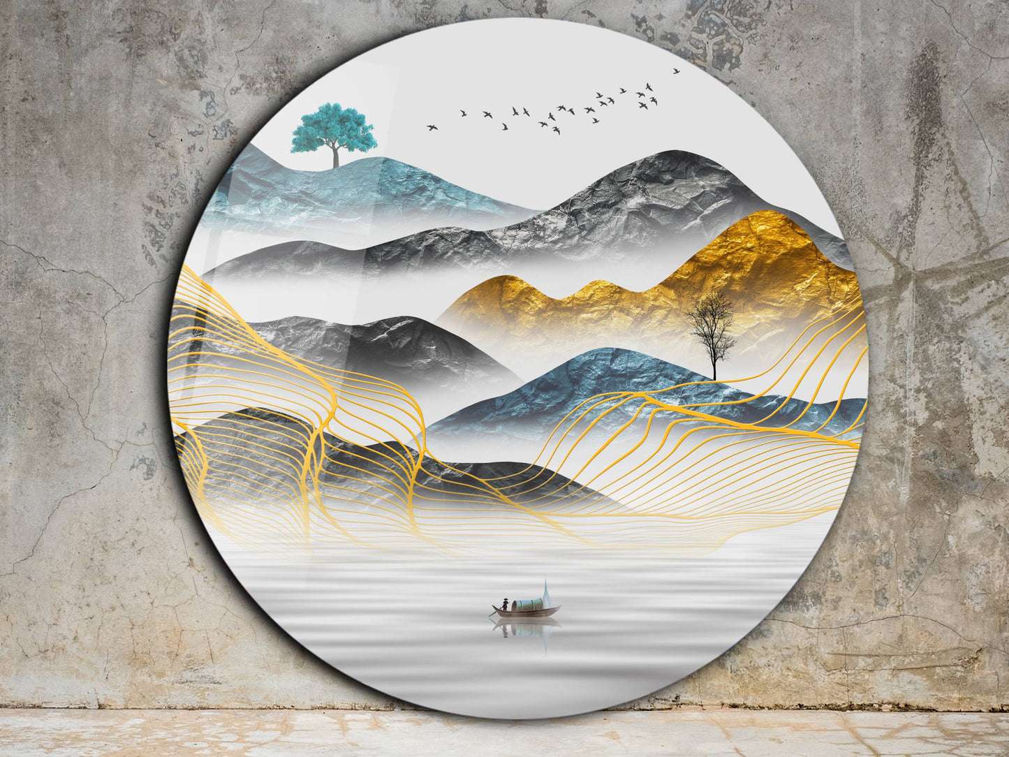 Modern Minimalist Duvar Tablosu - Manzara Cam Tablo