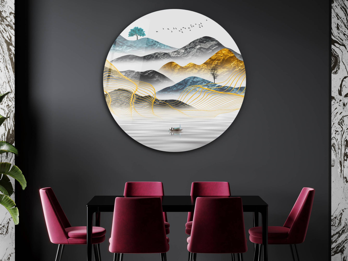 Modern Minimalist Duvar Tablosu - Manzara Cam Tablo