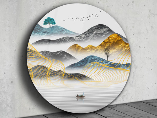Modern Minimalist Duvar Tablosu - Manzara Cam Tablo