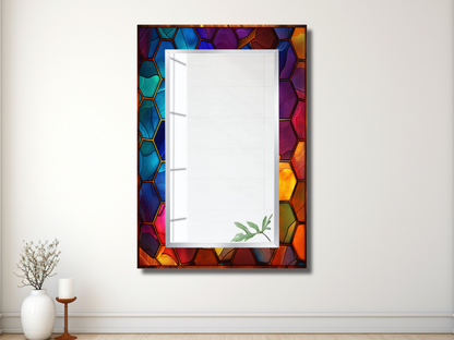 Vitray Desenli Ayna - Dekoratif Ayna - Boy Aynası - Makyaj Aynası - Modern Bizoteli Ayna