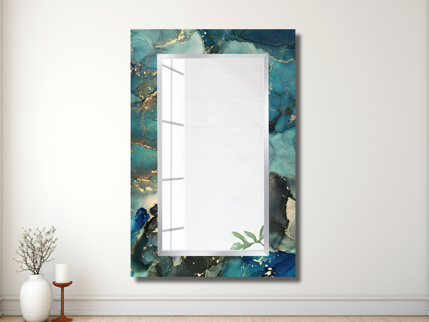 Çerçevesiz Mermer Desenli Ayna - Dekoratif Boy Aynası - Ev Dekorasyonu - Modern Tasarım Ayna - Banyo Aynası - Lavabo Aynası