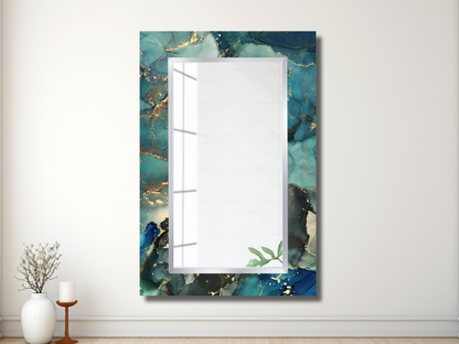 Çerçevesiz Mermer Desenli Ayna - Dekoratif Boy Aynası - Ev Dekorasyonu - Modern Tasarım Ayna - Banyo Aynası - Lavabo Aynası