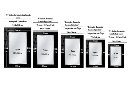 Çerçevesiz Mermer Desenli Ayna - Dekoratif Boy Aynası - Ev Dekorasyonu - Modern Tasarım Ayna - Banyo Aynası - Lavabo Aynası