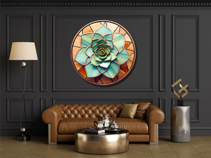 Lotus Vitray Cam Tablo - Ev ve Ofis Duvar Dekoru