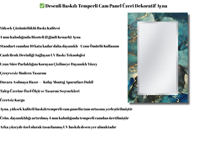 Çerçevesiz Mermer Desenli Ayna - Dekoratif Boy Aynası - Ev Dekorasyonu - Modern Tasarım Ayna - Banyo Aynası - Lavabo Aynası