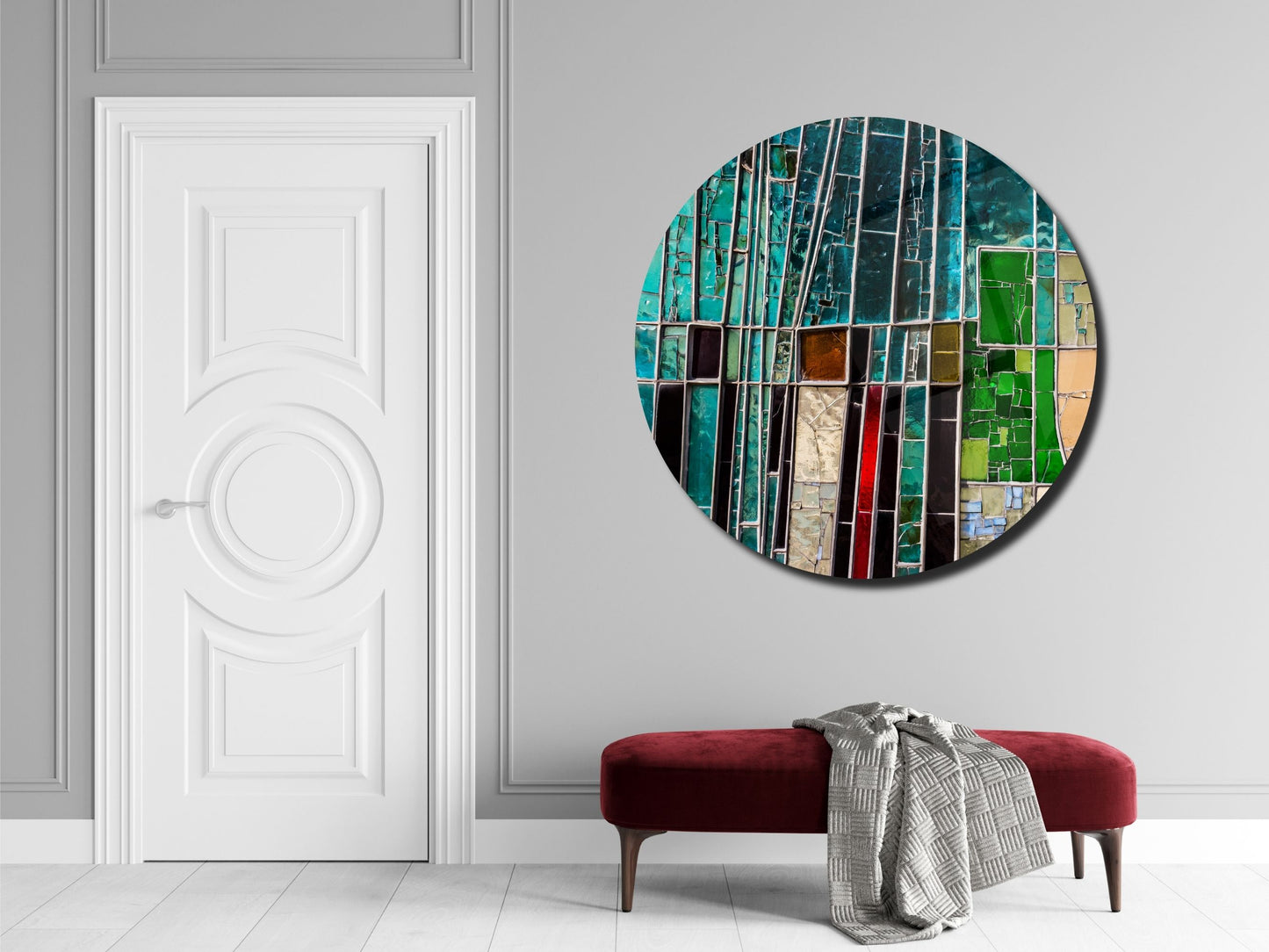 Soyut Geometrik Vitray Cam Tablo - Modern Ev ve Ofis Dekoru