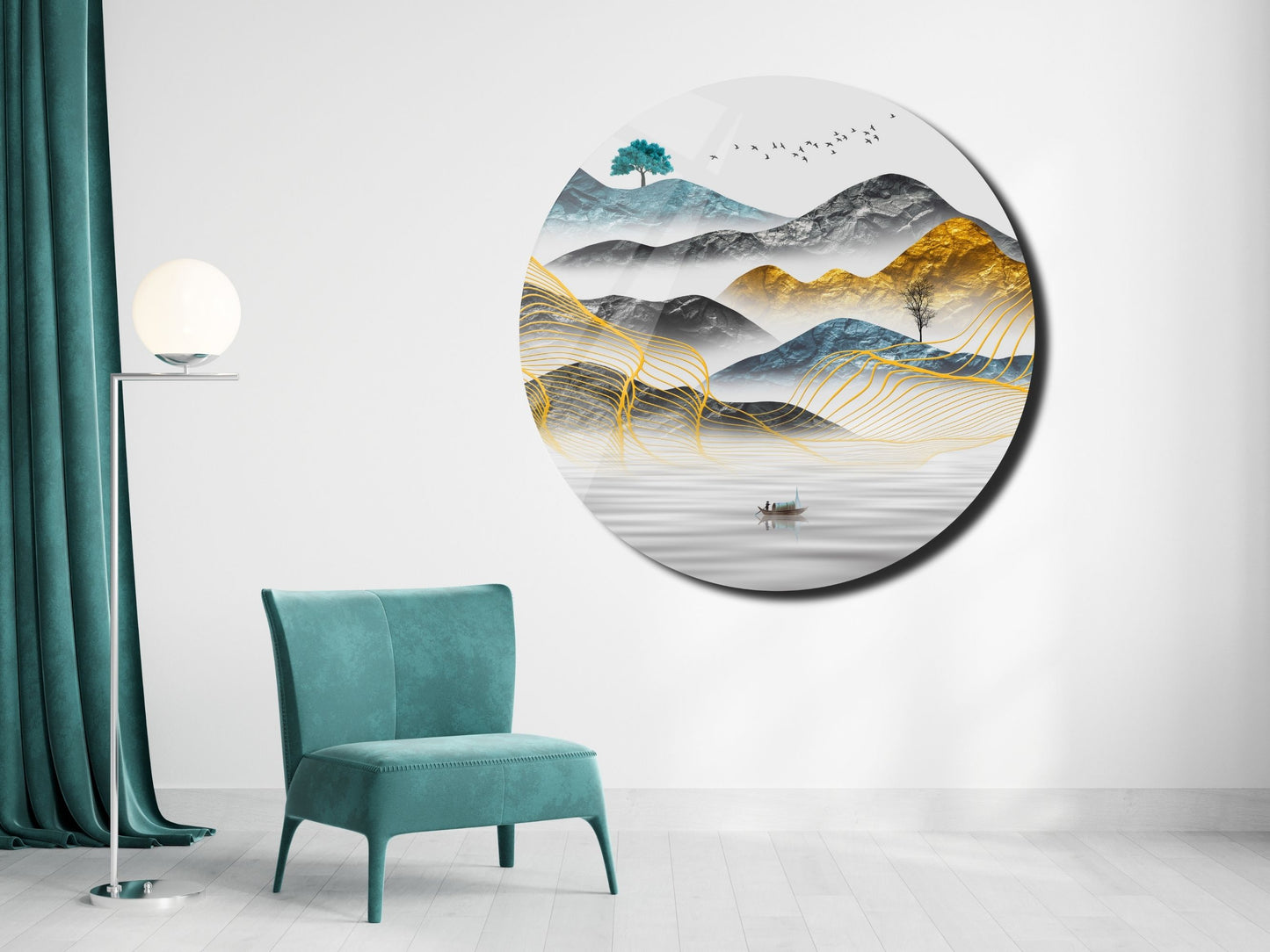 Modern Minimalist Duvar Tablosu - Manzara Cam Tablo