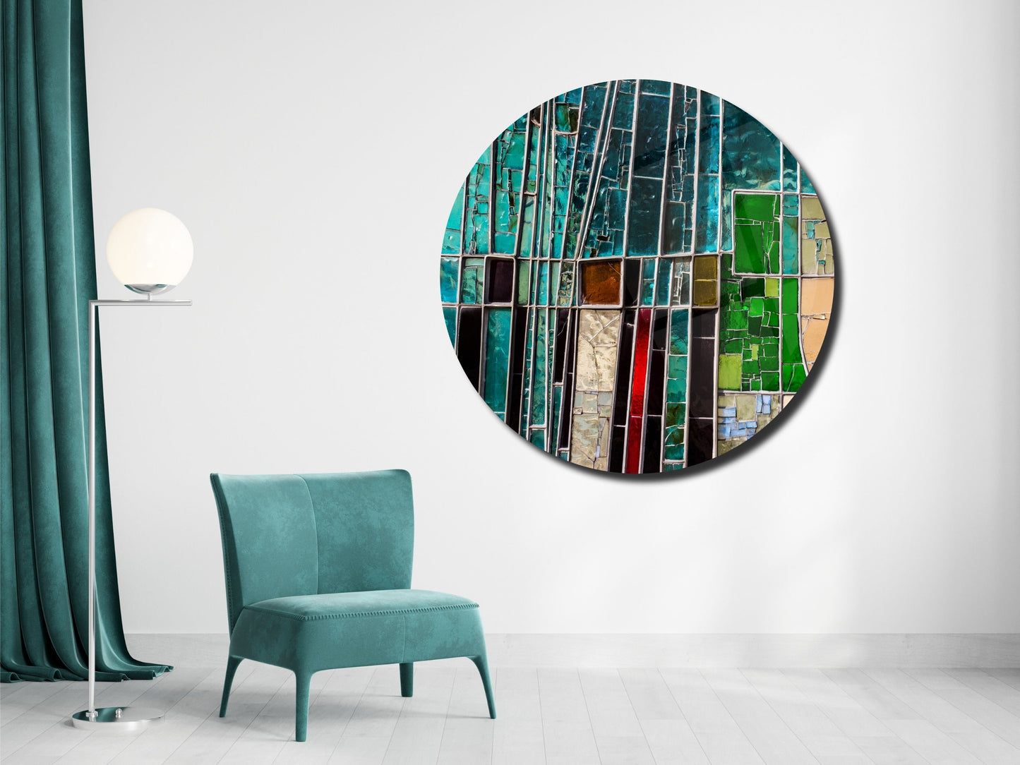 Soyut Geometrik Vitray Cam Tablo - Modern Ev ve Ofis Dekoru