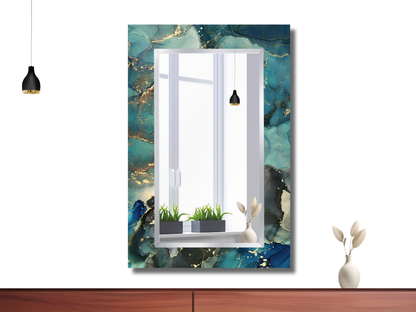 Çerçevesiz Mermer Desenli Ayna - Dekoratif Boy Aynası - Ev Dekorasyonu - Modern Tasarım Ayna - Banyo Aynası - Lavabo Aynası