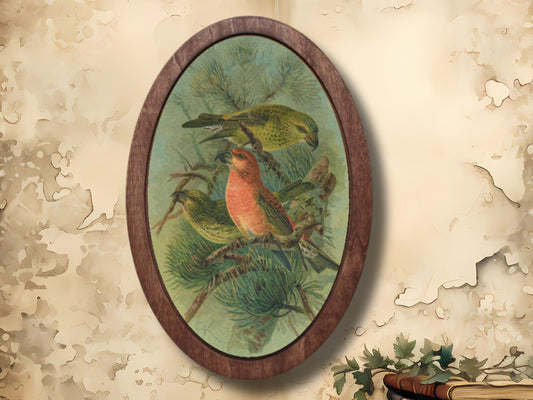Vintage & Doğa Temalı Oval Duvar Dekoru – Ahşap Duvar Tablosu - Dekoratif Tablo