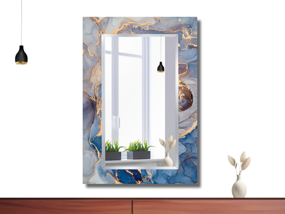 Çerçevesiz Mermer Desenli Ayna - Dekoratif Boy Aynası - Ev Dekorasyonu - Modern Tasarım Ayna - Banyo Aynası - Lavabo Aynası