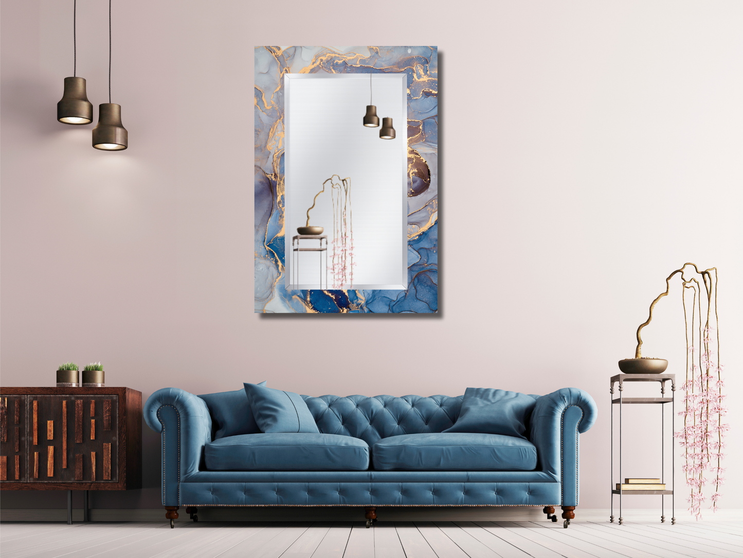 Çerçevesiz Mermer Desenli Ayna - Dekoratif Boy Aynası - Ev Dekorasyonu - Modern Tasarım Ayna - Banyo Aynası - Lavabo Aynası