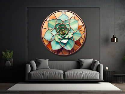 Lotus Vitray Cam Tablo - Ev ve Ofis Duvar Dekoru