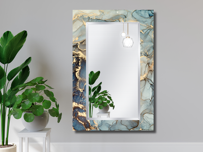Dekoratif Mermer Desenli Ayna - Boy Aynası - Ev Dekorasyonu - Modern Tasarım Ayna - Banyo Aynası - Lavabo Aynası