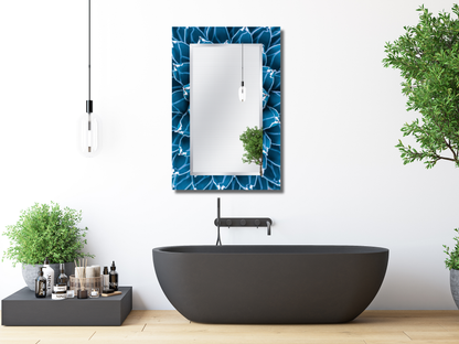 Mavi Kaktüs Desenli Ayna - Modern Tasarım Boy Aynası - Banyo Aynası - Yatak Odası Aynası