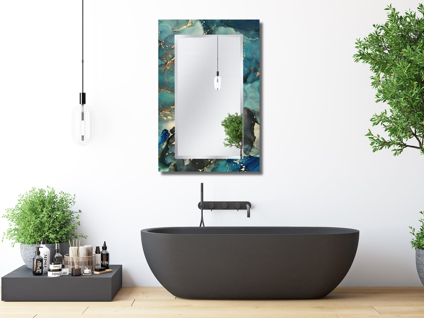 Çerçevesiz Mermer Desenli Ayna - Dekoratif Boy Aynası - Ev Dekorasyonu - Modern Tasarım Ayna - Banyo Aynası - Lavabo Aynası