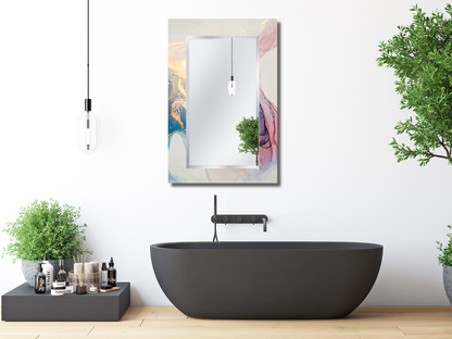 Dekoratif Mermer Desenli Ayna - Modern Tasarım Ayna - Banyo Aynası - Antre & Hol için Minimalist Ayna