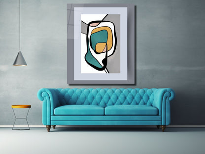 Soyut Minimal Cam Tablo - Modern Ev ve Ofis Dekorasyonu