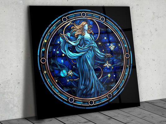 Zodyak Başak Burcu  Sembolü Cam Tablo - Astrolojik & Spiritüel Duvar Dekoru - Burç Temalı Dekorasyon