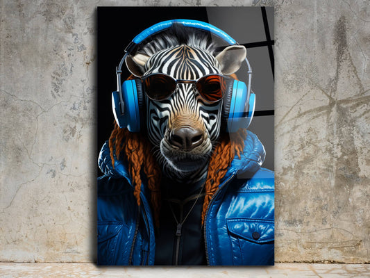 Pop Art Zebra Tasarımlı Cam Tablo - Dekoratif Tablo - Modern Ev ve Ofis Dekoru