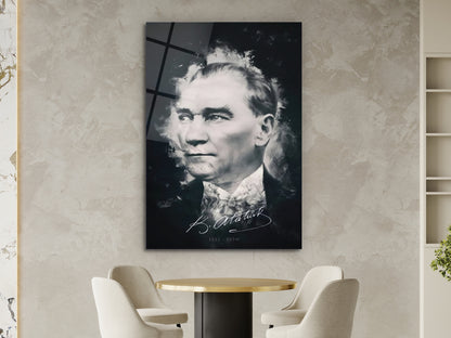Atatürk Cam Tablo – Nostaljik Atatürk Tablosu - Modern Ev ve Ofis Dekoru
