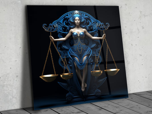 Zodyak Terazi Burcu  Sembolü Cam Tablo - Astrolojik & Spiritüel Duvar Dekoru - Burç Temalı Dekorasyon