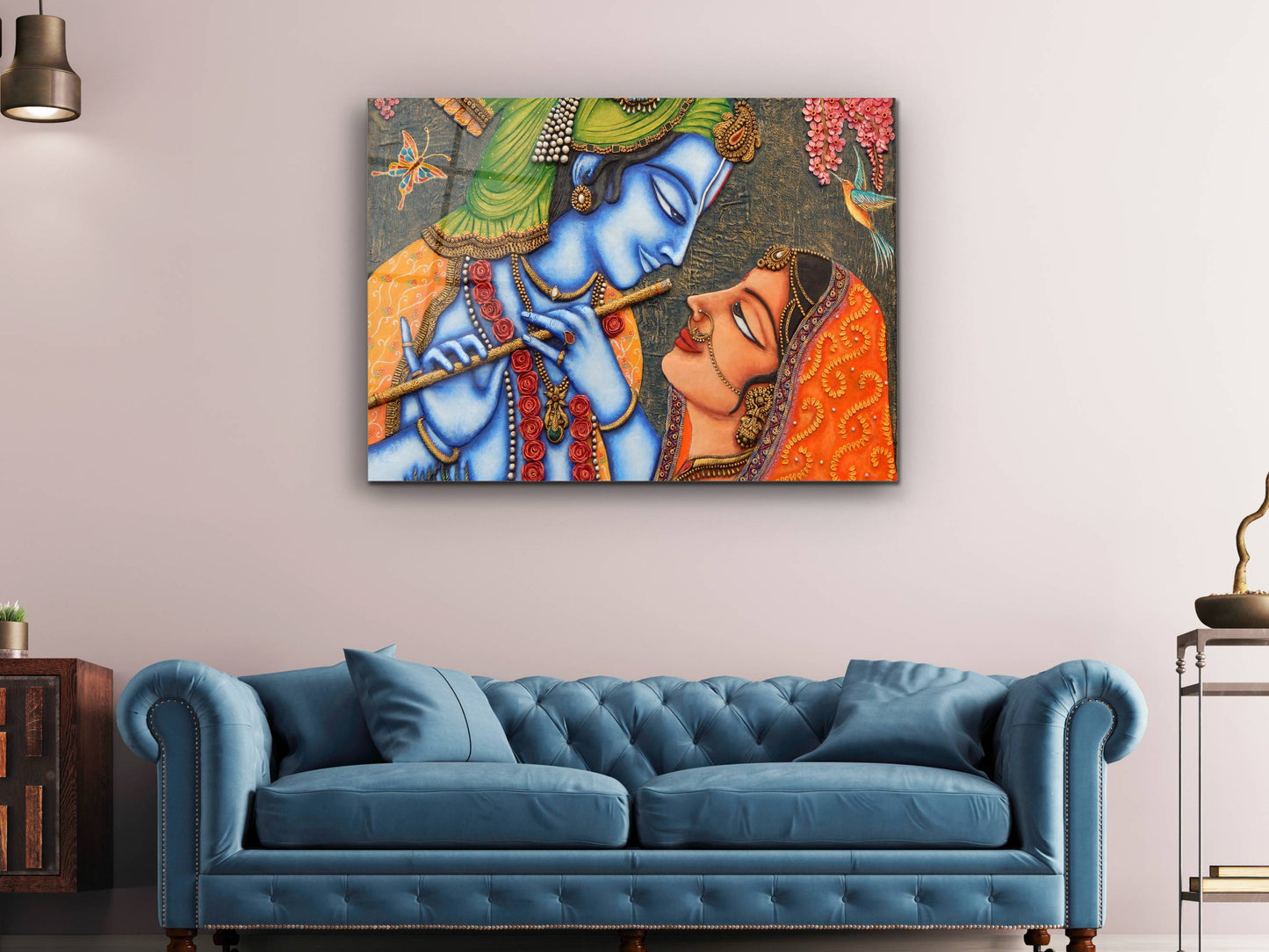 Lord Krishna Radha Cam Tablo - Dekoratif Tablo