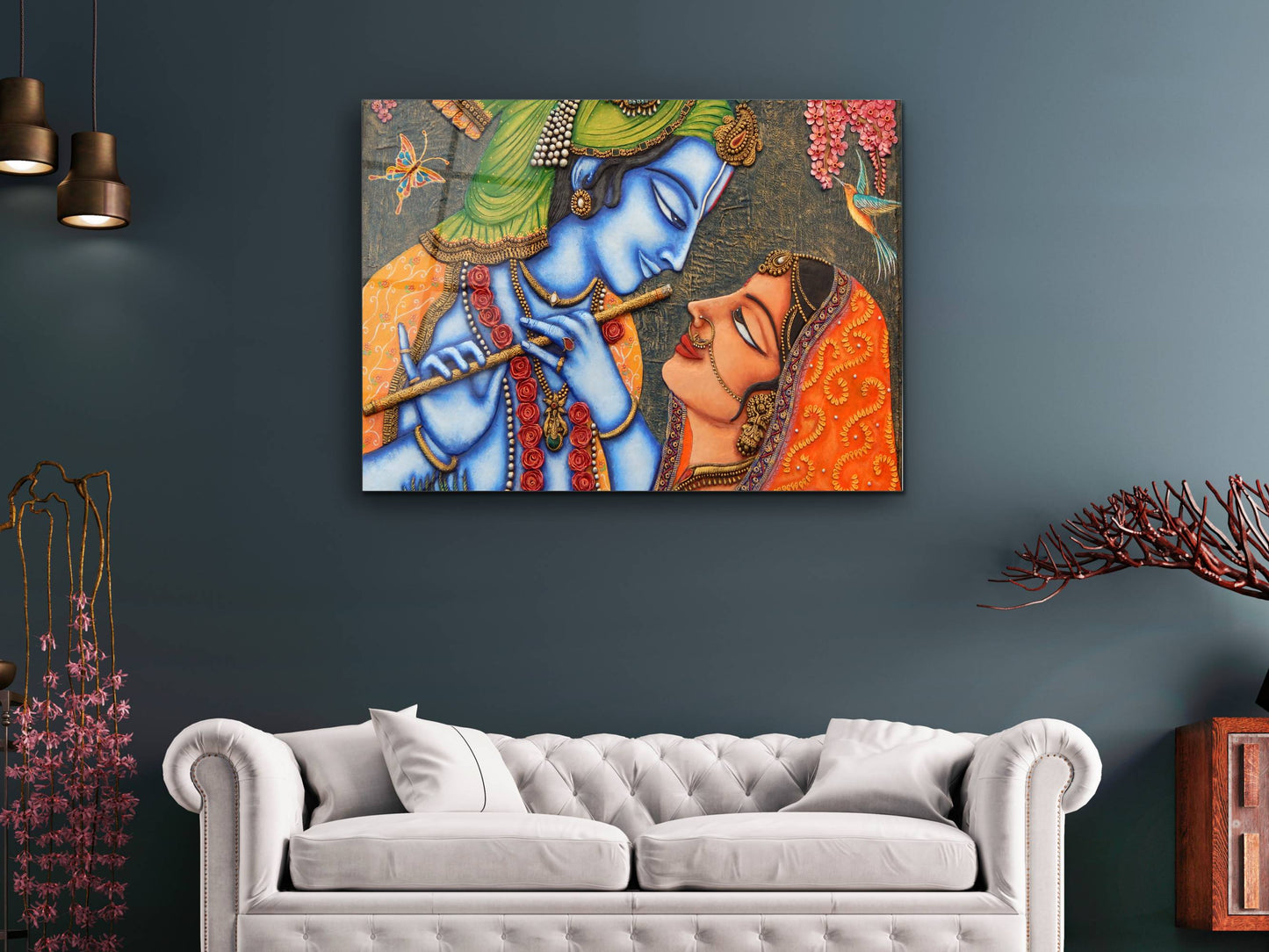 Lord Krishna Radha Cam Tablo - Dekoratif Tablo