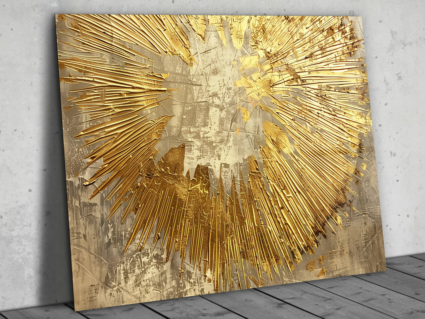 Soyut Gold Desen Cam Tablo - Dekoratif Tablo