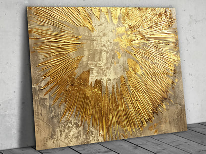 Soyut Gold Desen Cam Tablo - Dekoratif Tablo