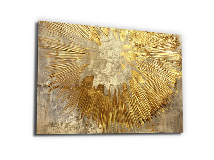 Soyut Gold Desen Cam Tablo - Dekoratif Tablo