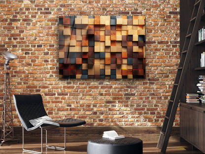 Canlı Renkli Küpler Cam Tablo – 3D Efektli Modern Geometrik Duvar Dekoru