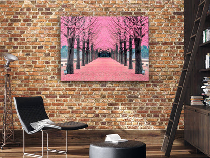 Sakura Ağaçları Bahar Cam Tablo – Modern Dekoratif Ev ve Ofis Tablosu