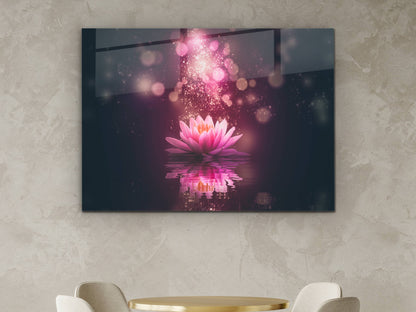 Lotus Çiçeği Cam Tablo – Ruhsal Uyanış Spiritüel Dekoratif Tablo