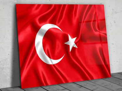 Türk Bayrağı Cam Tablo - Ay Yıldız Dekoratif Ev ve Ofis Tablosu