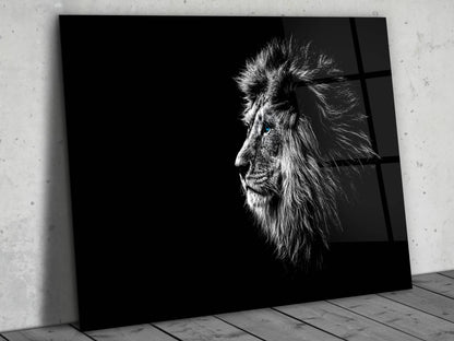 Mavi Gözlü Aslan Cam Tablo –  Aslan Duvar Dekoru