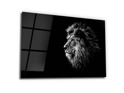 Mavi Gözlü Aslan Cam Tablo –  Aslan Duvar Dekoru