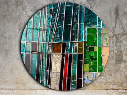 Soyut Geometrik Vitray Cam Tablo - Modern Ev ve Ofis Dekoru
